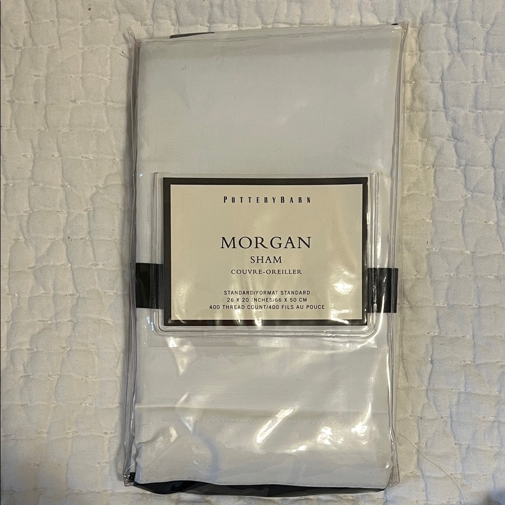 NWT Pottery Barn “Morgan” Black Luxury % 100 cotton standard sham 26x20